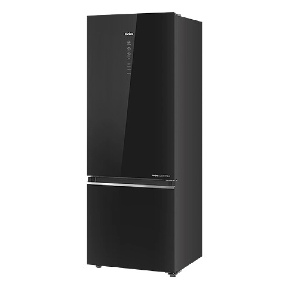 Haier 355L  2 Star  Black Glass Bottom Mount Refrigerator